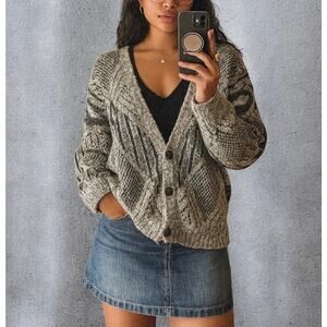 Vintage 80s 90s Michael Gerald Ramie Cotton Textured Knit Cardigan Sweater M